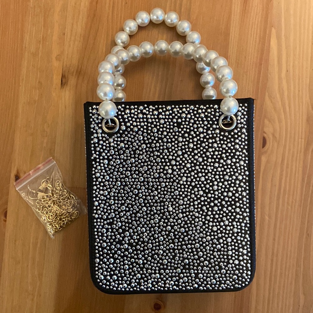 Rhinestone pear handle mini bag
